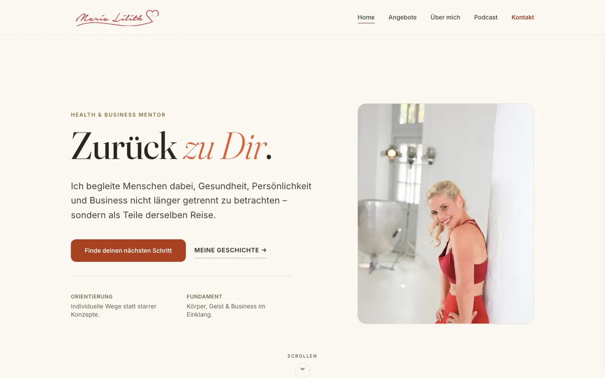Screenshot of the website for Maria Lilith